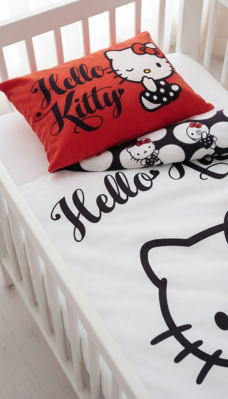 Kissenbezug von Hello Kitty Baby Bettwäsche Set 100x135 cm / 40x60 cm 100% Baumwolle