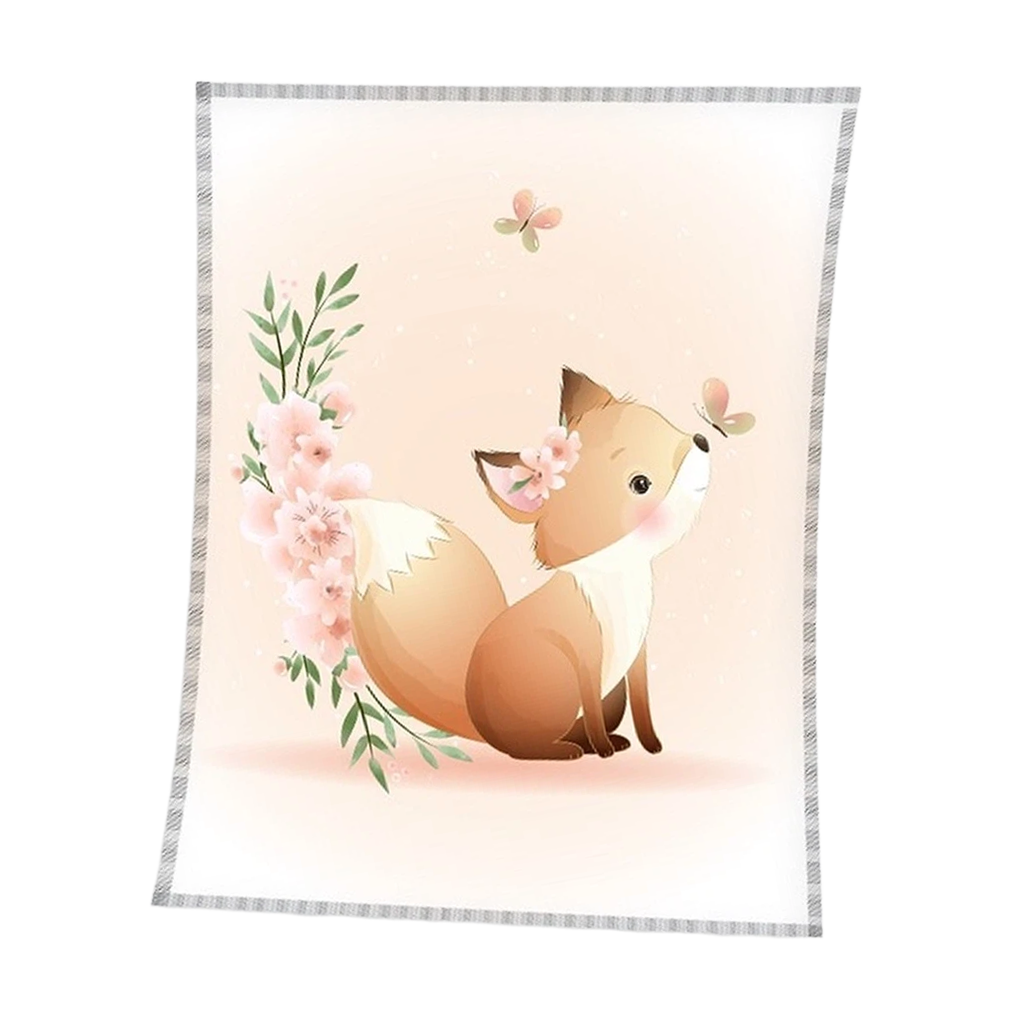 Fuchs und Schmetterlinge mit Blumenstrauß gerade gedreht