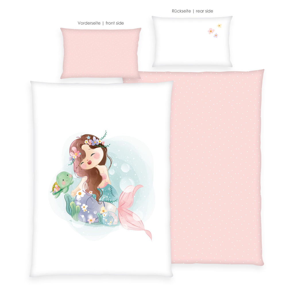 Herding Baby Bettwäsche Meerjungfrau rosa 2 tlg 100 x 135 cm Baumwolle Vorderseite und Rückseite