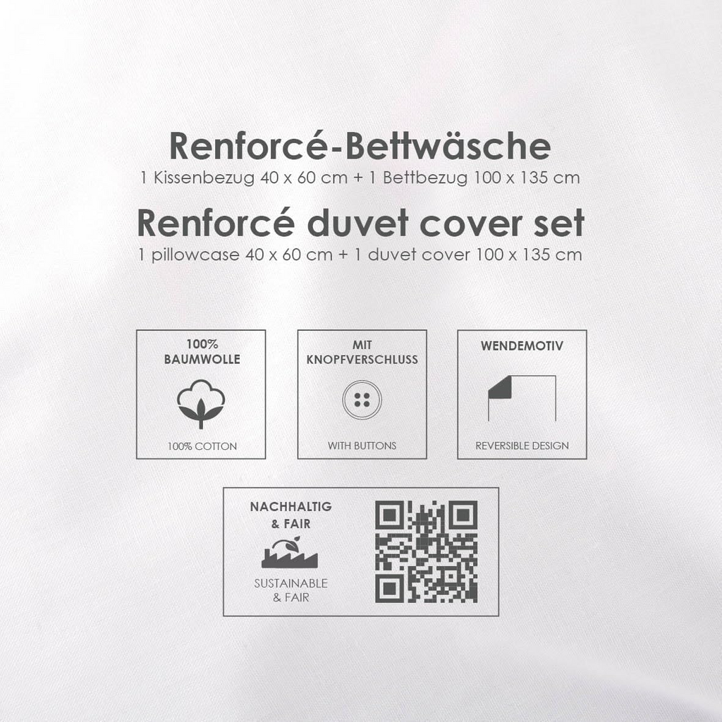 100% Baumwolle, Knopfverschluss, Wendemotiv und Nachhaltig & Fair