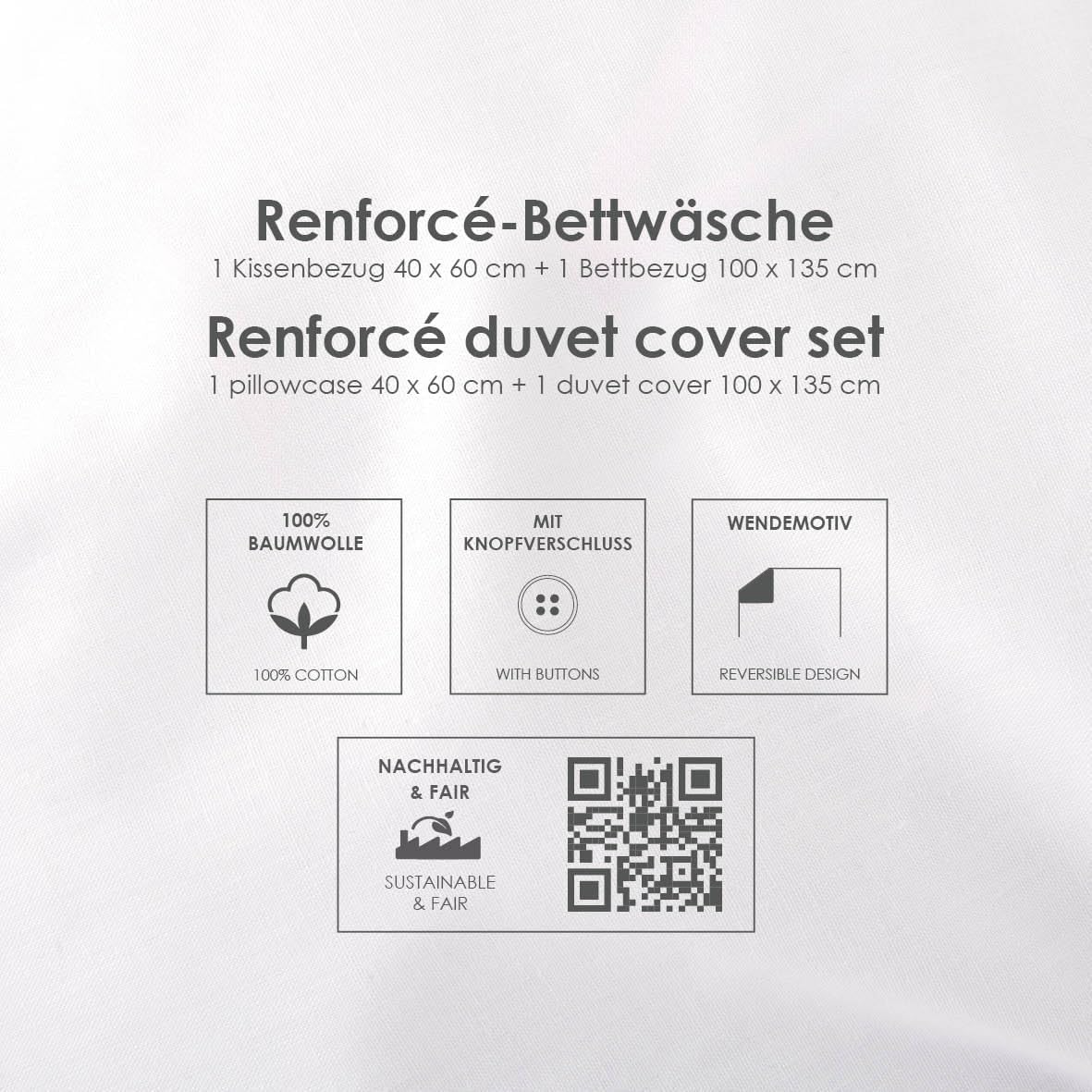 100% Baumwolle, Knopfverschluss, Wendemotiv und Nachhaltig & Fair