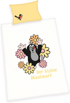 Herding Der kleine Maulwurf Baby Bettwäsche Set 100 x 135 cm Baumwolle gelb-weiß Vorderseite Motiv