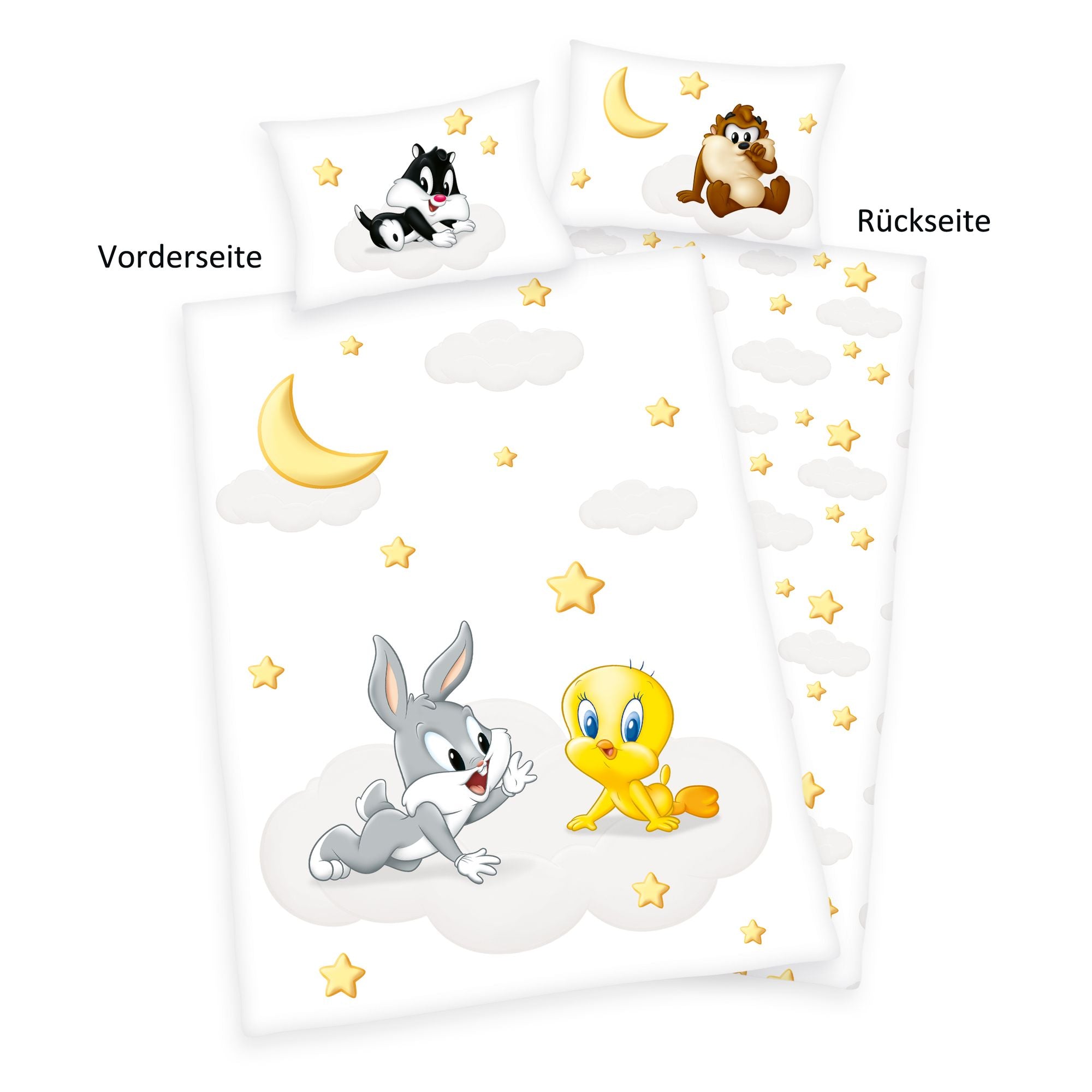 Herding Looney Tunes Baby Bettwäsche 2 tlg 100 x 135 cm 100% Baumwolle Vorderseite und Rückseite des Motivs