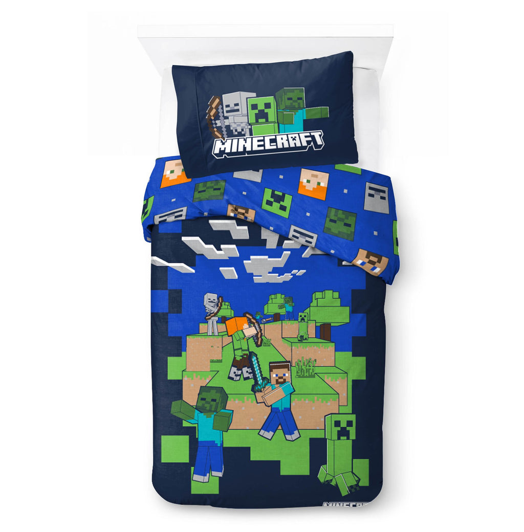 Minecraft I Got Your Back Bettwäsche Set 2 tlg 135 x 200 cm Baumwolle Motiv Vorderseite und ein Teil der Rückseite.