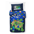 Minecraft I Got Your Back Bettwäsche Set 2 tlg 135 x 200 cm Baumwolle Motiv Vorderseite und ein Teil der Rückseite.