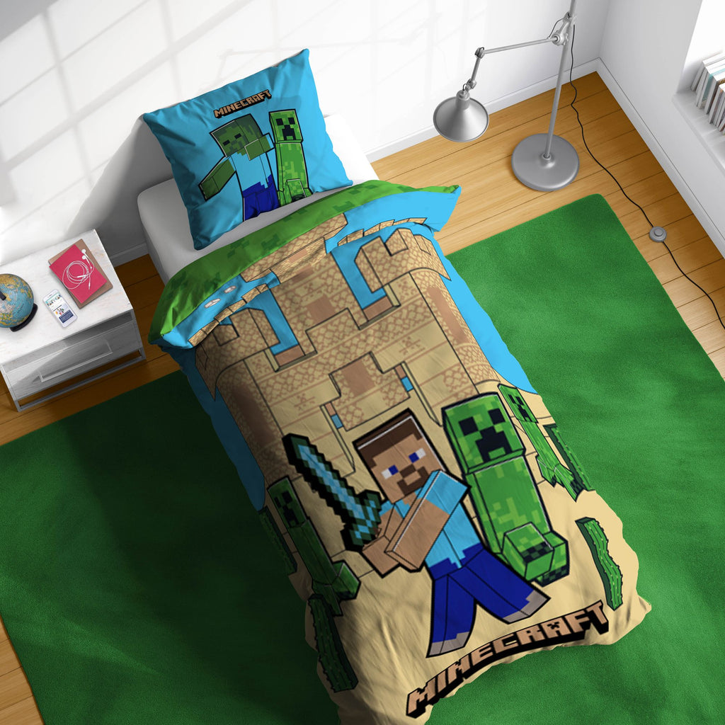 Minecraft Sand Castles Bettwäsche Set 2 tlg 135 x 200 cm Baumwolle Ansicht von oben.