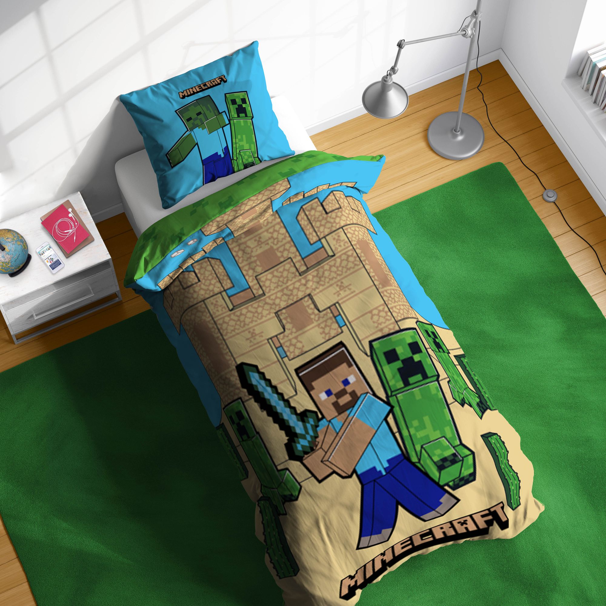 Minecraft Sand Castles Bettwäsche Set 2 tlg 135 x 200 cm Baumwolle Ansicht von oben.