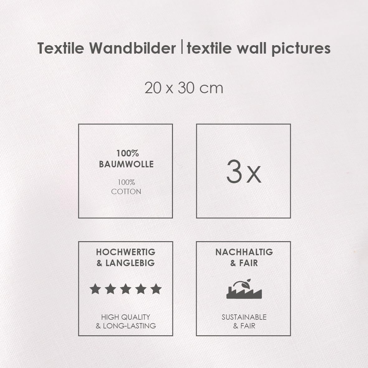 Wandbilder-Set Waldfreunde Tiere 3er-Pack 20 x 30 cm 100% Baumwolle. 100% Baumwolle, 3 Stück, Hochwertig und Langlebig, Nachhaltig und Fair.