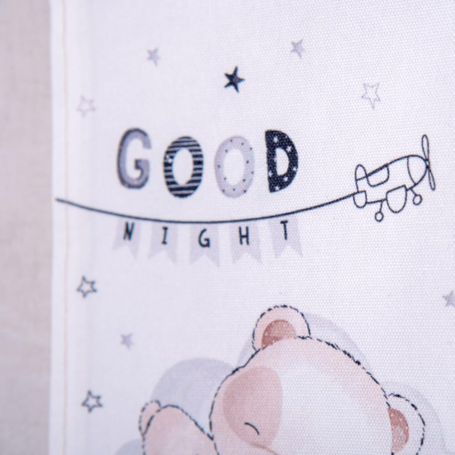 Wandbilder-Set Sleeping Little Bear 3er-Pack 20 x 30 cm 100% Baumwolle Good Night Schriftzug und schlafender Bär.