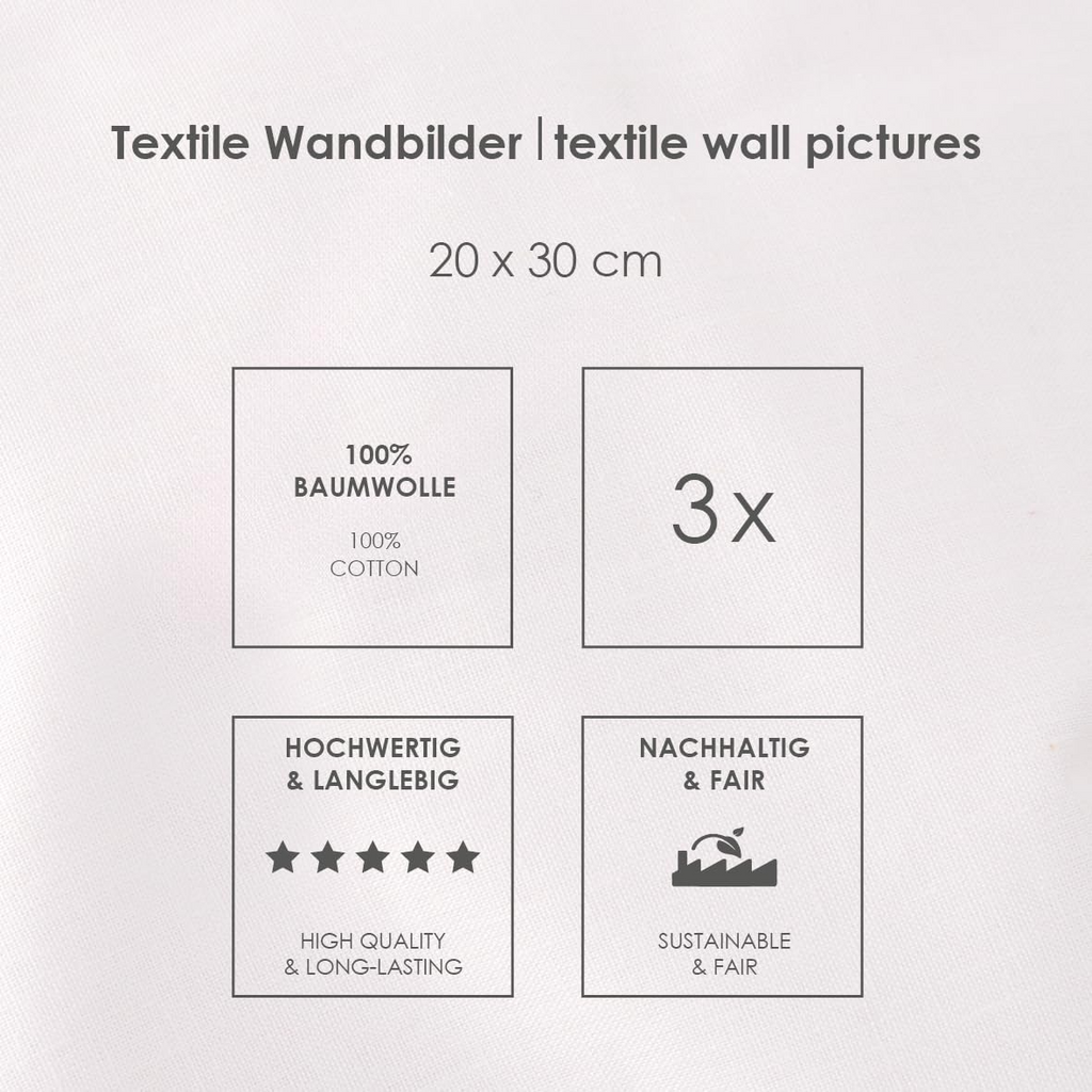 Wandbilder-Set Sleeping Little Bear 3er-Pack 20 x 30 cm 100% Baumwolle. 100% Baumwolle, 3 Stück, Hochwertig und Langlebig, Nachhaltig und Fair.
