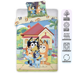 Bluey Heeler-Familie Haus Baby Bettwäsche Set 100x135 cm Baumwolle mit Eigenschaften.