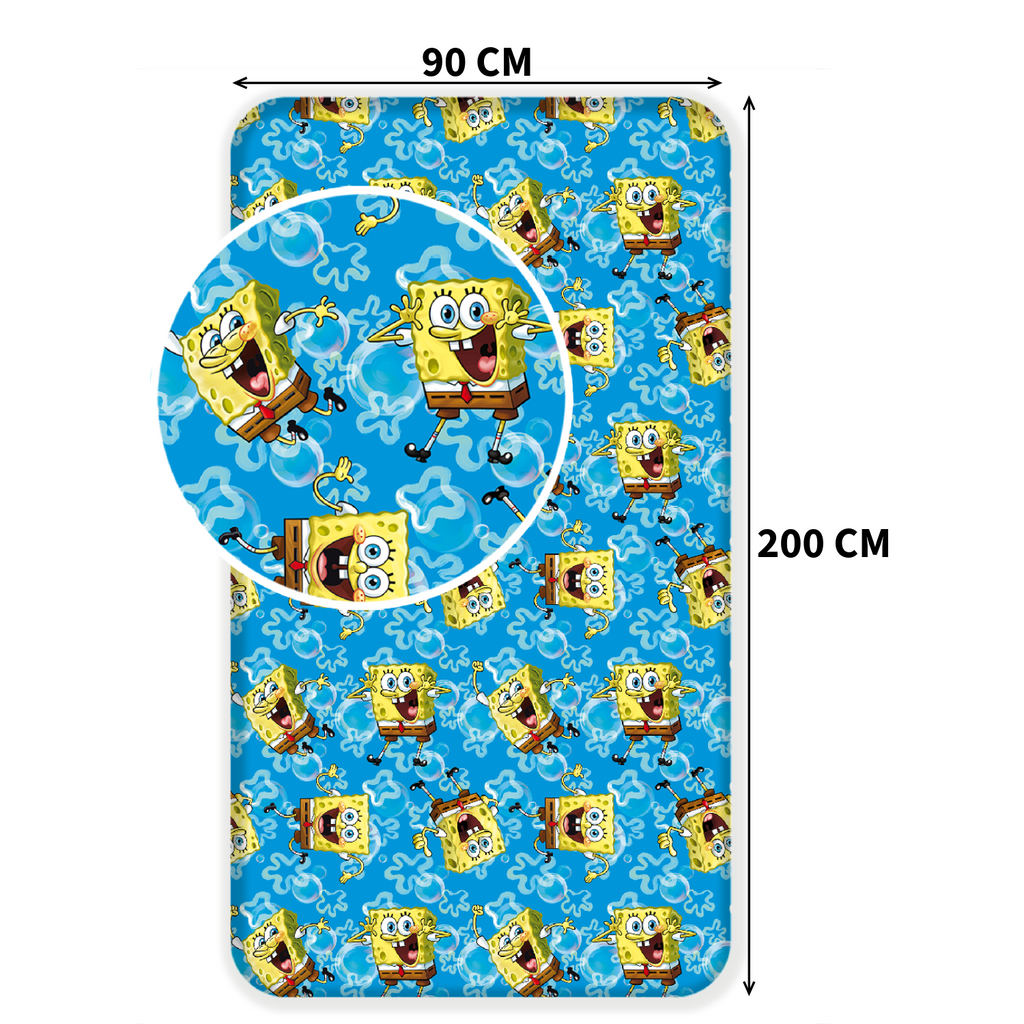 SpongeBob Spannbetttuch Spannbettlaken Bettlaken 90 X 200 cm Baumwolle mit Maßangaben
