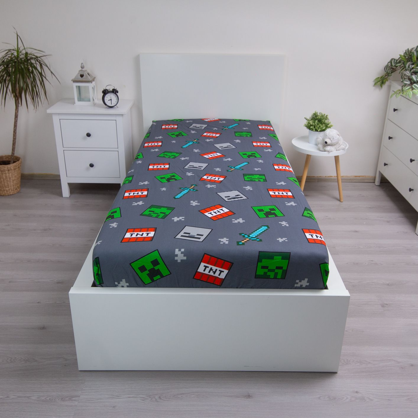 Minecraft Spannbetttuch Spannbettlaken Bettlaken 90 X 200 cm Baumwolle aufgezogen auf einer Matratze