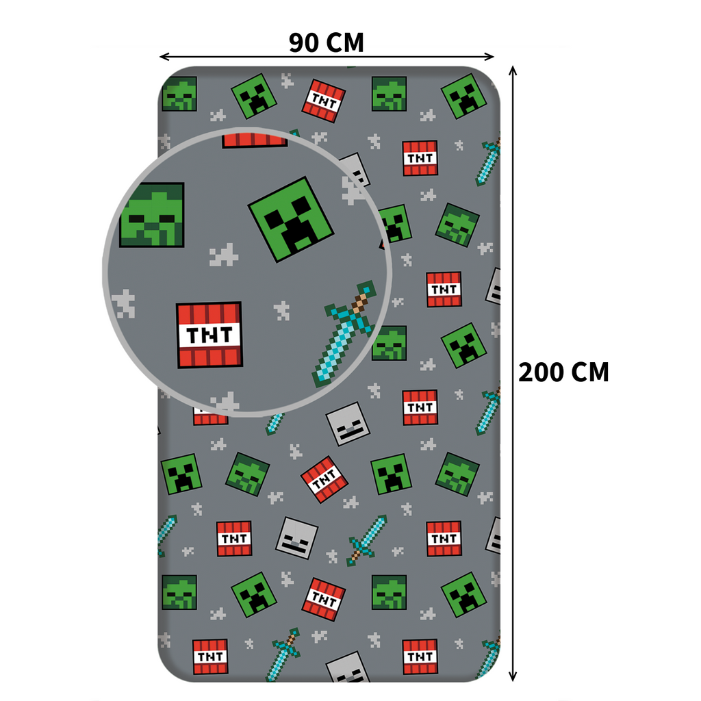 Minecraft Spannbetttuch Spannbettlaken Bettlaken 90 X 200 cm Baumwolle mit Maßangaben
