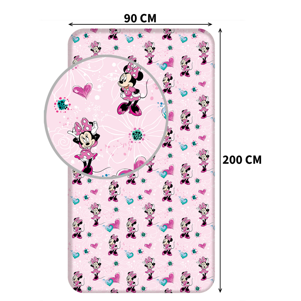 Minnie Mouse Spannbetttuch Spannbettlaken Bettlaken 90 X 200 cm mit Maßangaben