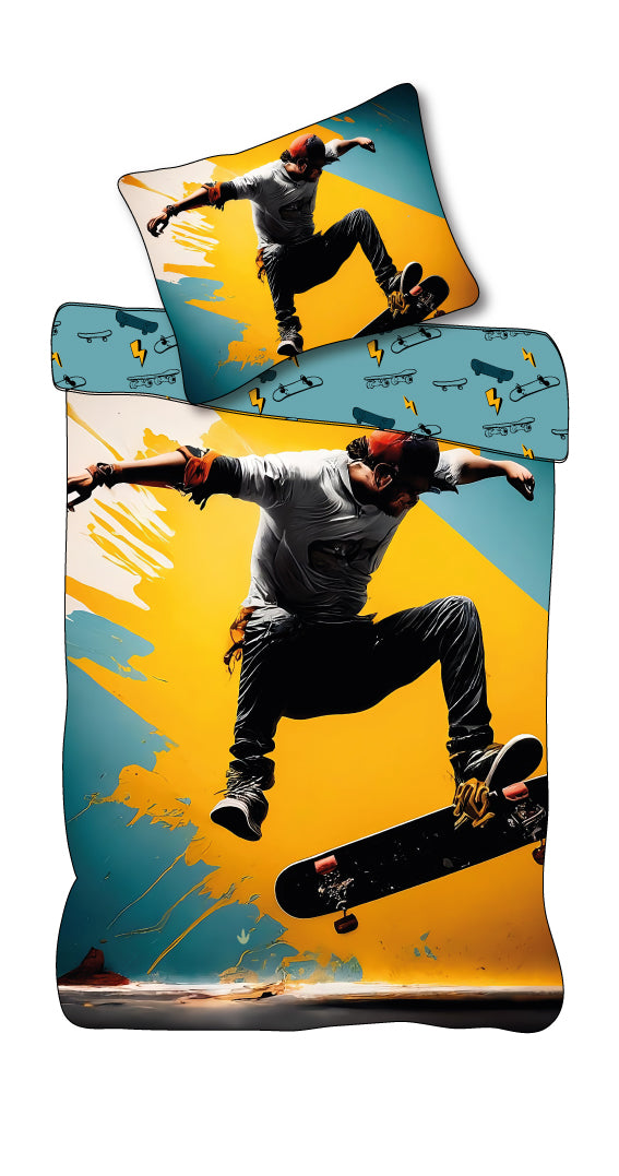 Skater Skateboard Bettwäsche Set 2 tlg 135 x 200 cm 100% Baumwolle Motiv