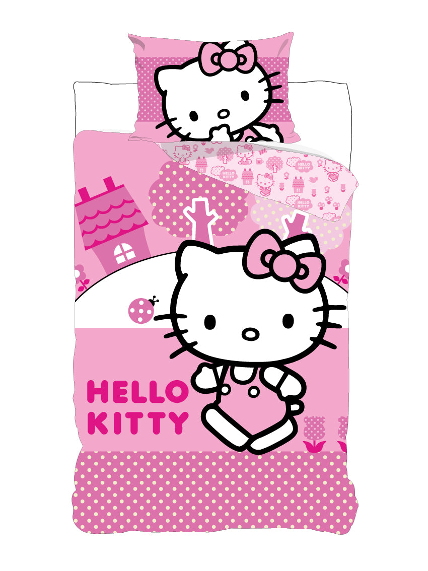 Hello Kitty Rosa Bettwäsche Set 2 tlg 135 x 200 cm 100% Baumwolle Motiv