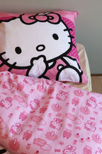 Hello Kitty Rosa Bettwäsche Set 2 tlg 135 x 200 cm 100% Baumwolle ein Teil der Rückseite und Kopfkissen