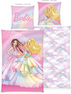 Barbie Regenbogen Bettwäsche Set 2 tlg 135 x 200 cm 100% Baumwolle Vorderseite und Rückseite