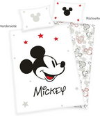 Disney Mickey Mouse Baby Bettwäsche 100 x 135 cm 100% Baumwolle Vorderseite und Rückseite vom Motiv