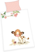 Herding Süßes Kälbchen Baby Bettwäsche 100 x 135 cm Baumwolle Flanell Vorderseite vom Motiv