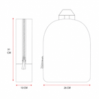 Produktgrafik eines Rucksacks mit den Abmessungen 31 x 26 x 10 cm
