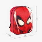 Produktgrafik des Spider-Man-Rucksacks mit Maßangaben: Höhe 31 cm, Breite 25 cm und Tiefe 10 cm.