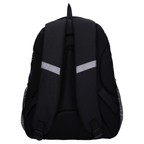 Ergonomische Rückenansicht des Rucksacks mit gepolsterten Tragegurten, Brustgurt und Reflektoren. Schulrucksack Rucksack Studio V Top Scorers Fußball Goal Schwarz 44 cm