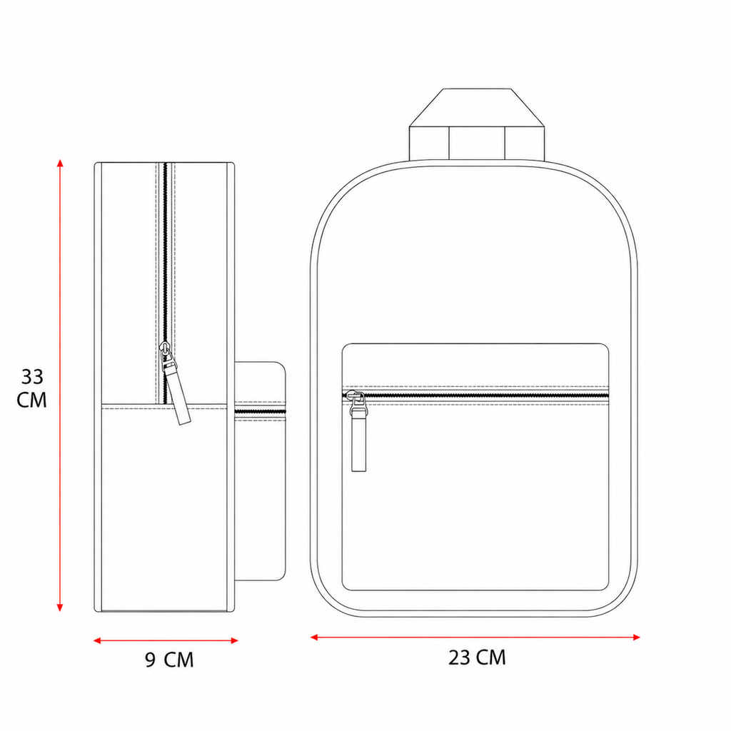 Abmessungen vom Rucksack Bluey Style Legends Kinderrucksack Hellblau 33 x 23 x 9 cm