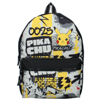 Frontalansicht des Pokémon Rucksacks mit Pikachu-Graffiti-Print, Blitz-Motiven und Aufschrift 0025.