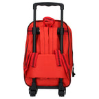 Rückansicht des roten Cars 3D Trolley Rucksack Piston Cup Kinder-Trolleys Rot 38 cm mit verstellbaren Trägern und Gestänge.