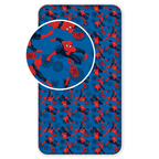 Freigestellte Produktansicht von Spider-Man Spannbettlaken 90 x 200 + 25 cm 100% Baumwolle Blau