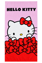 Freigestellte Produktansicht vom Hello Kitty Duschtuch Badetuch Strandtuch 90 x 170 cm / 100% Baumwolle