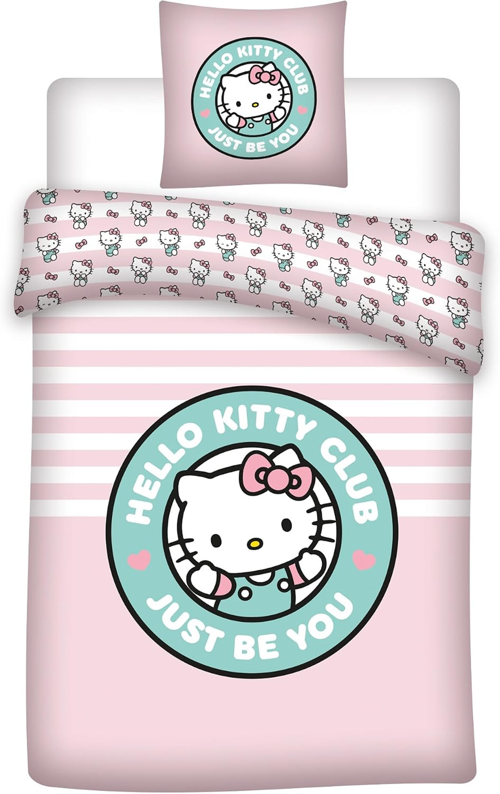 Freigestellte Produktansicht vom Hello Kitty Babybettwäsche Set 100x140 + 40x60 cm 100% Baumwolle
