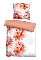 Freigestellte Produktansicht vom Polycotton-Biber-Bettwäsche Set Blume 135x200 + 80x80 cm 2-teilig