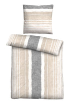 Freigestellte Produktansicht vom Polycotton-Biber-Bettwäsche Set Streifen 135x200 + 80x80 cm 2-teilig