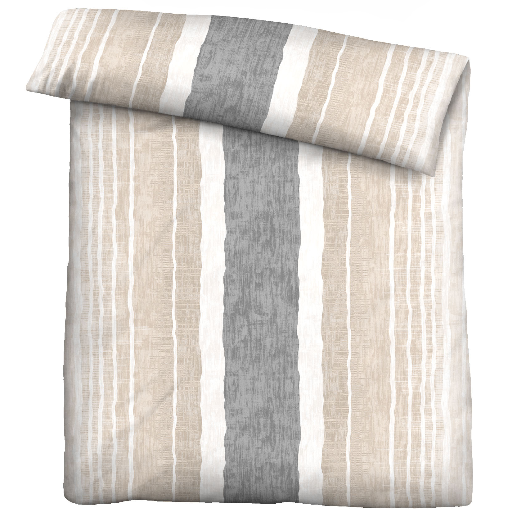 Aufnahme des Bettbezugs vom Polycotton-Biber-Bettwäsche Set Streifen 135x200 + 80x80 cm 2-teilig