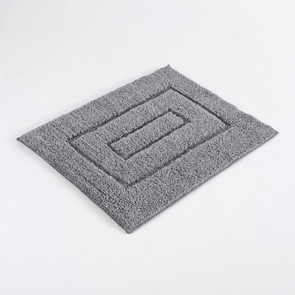 Freigestellte Produktansicht von der Badematte Badteppich Duschvorleger 60 x 100 cm Rechteckig Grau