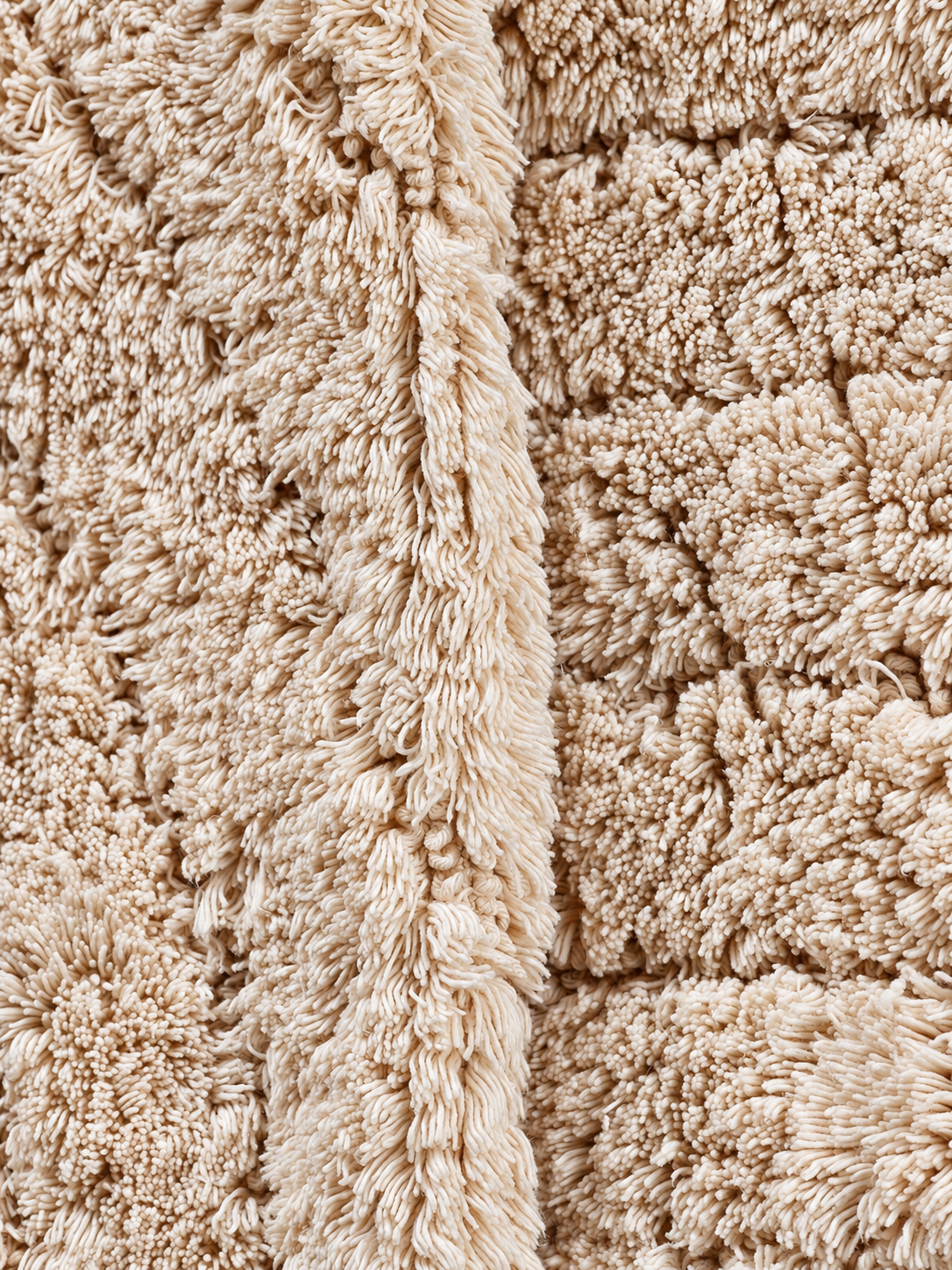 Nahaufnahme von der Badematte Badteppich Duschvorleger 60 x 100 cm Rechteckig Welle Beige