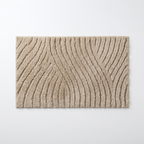 Freigestellte Produktansicht von der Badematte Badteppich Duschvorleger 60 x 100 cm Rechteckig Welle Beige