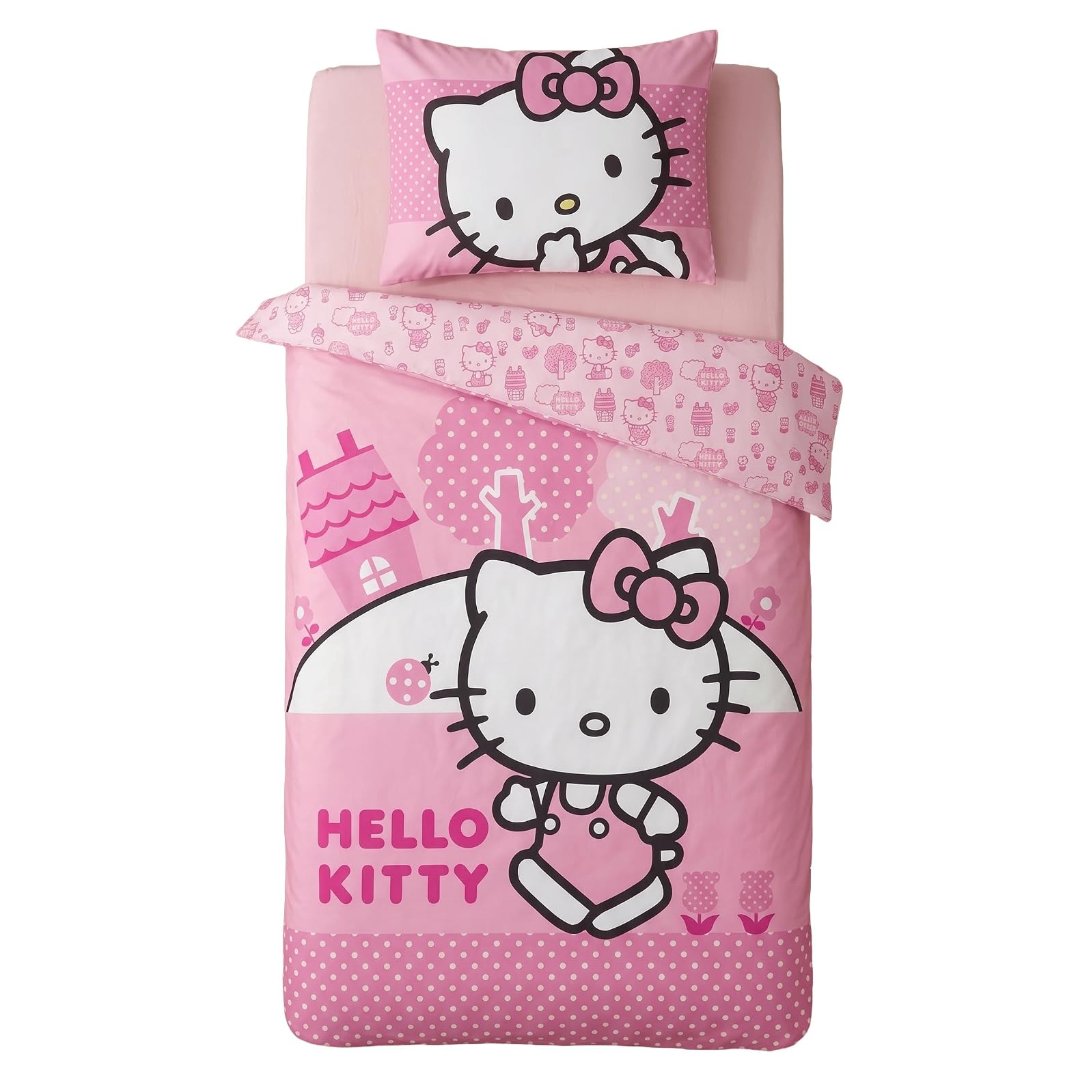 Freigestellte Produktansicht vom Hello Kitty Baby Bettwäsche Set 100x135 cm + 40x60 cm 100% Baumwolle