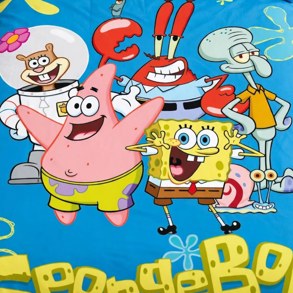 Detailaufnahme des Designs vom SpongeBob Baby Bettwäsche Set 100x135 cm + 40x60 cm 100% Baumwolle