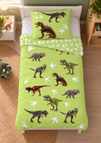 Ambiente Aufnahme vom Dinosaurier Baby Bettwäsche Set 100x135 cm + 40x60 cm 100% Baumwolle