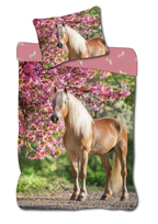 Freigestellte Produktansicht vom Pferd Cherry Blossom Baby Bettwäsche Set 100 x 135 cm 100% Baumwolle