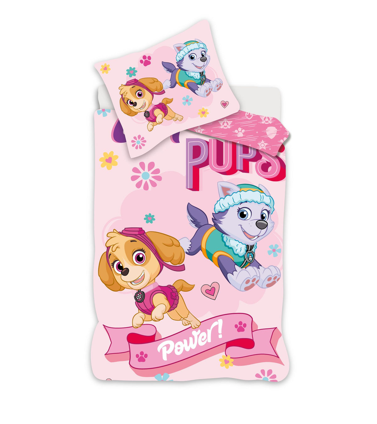 Freigestellte Produktansicht vom Paw Patrol Skye Everest Bettwäsche Set 2tlg 135x200 cm 100% Baumwolle