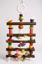 Studio-Aufnahme von Papageienschaukel 58cm aus Naturholz - Bunte Vogelschaukel