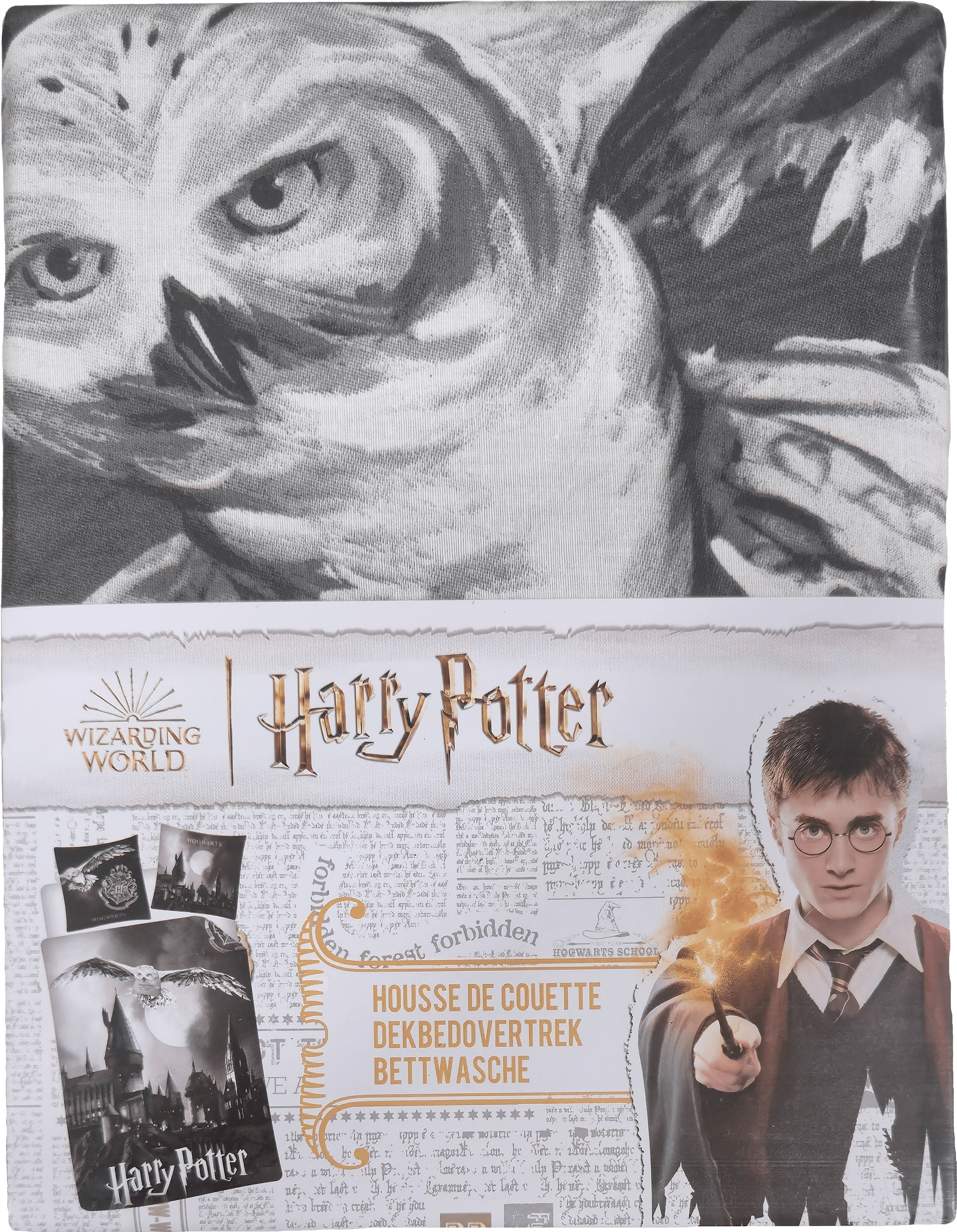Harry Potter Bettwäsche-Set – Bettbezug mit Hedwig-Eule und Harry Potter Motiv, Wizarding World Lizenzprodukt Verpackung