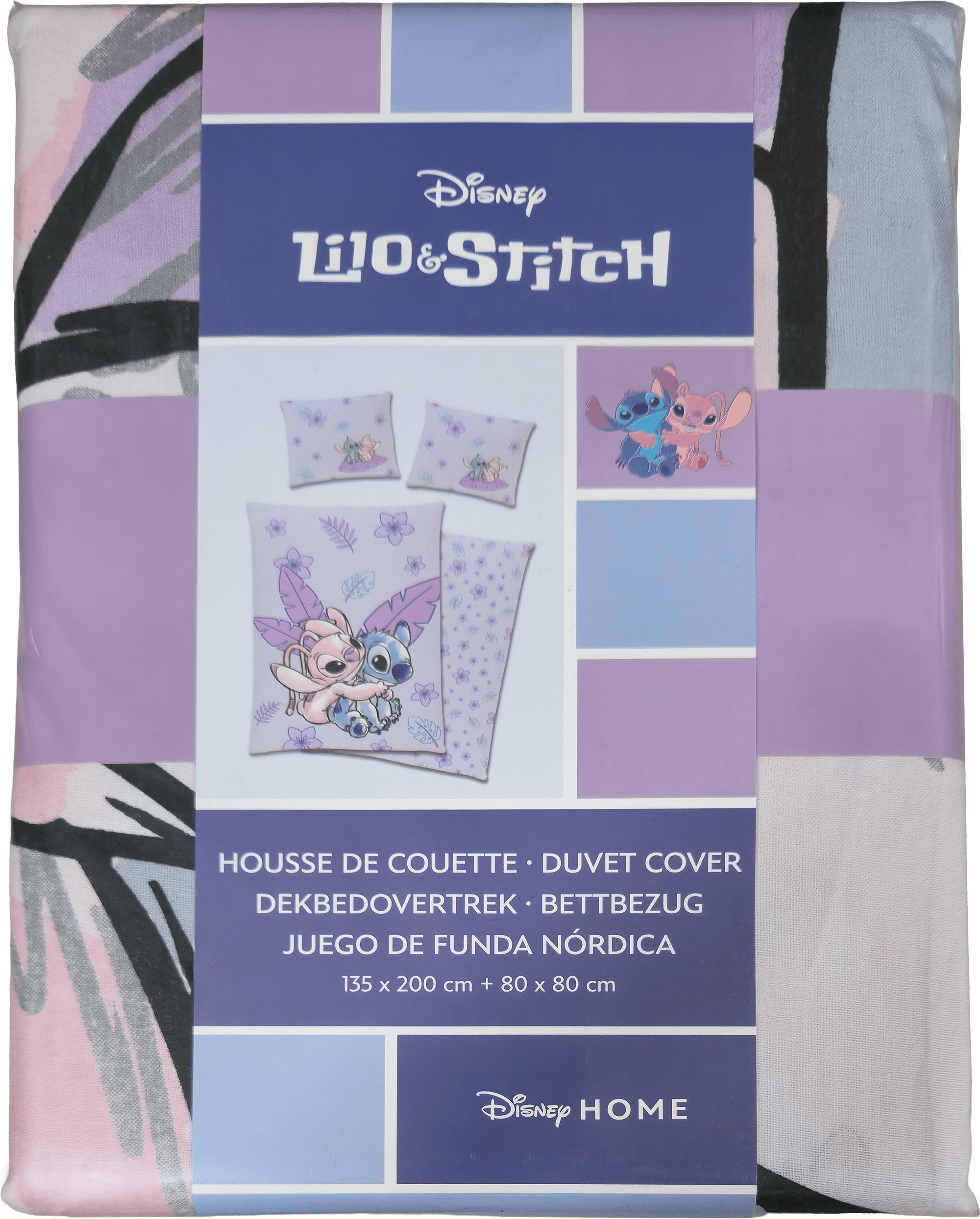 Disney Lilo & Stitch Bettwäsche-Set – Bettbezug 135×200 cm mit Kissenbezug 80×80 cm, Stitch und Angel Design Verpackung